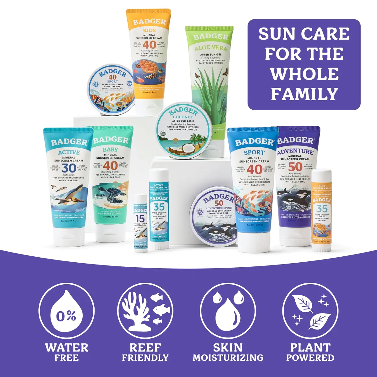 Badger Reef Safe Mineral Sunscreen SPF 50 210ml (7.2 Fl Oz) | Broad Spectrum UVA/UVB Protection - view 3