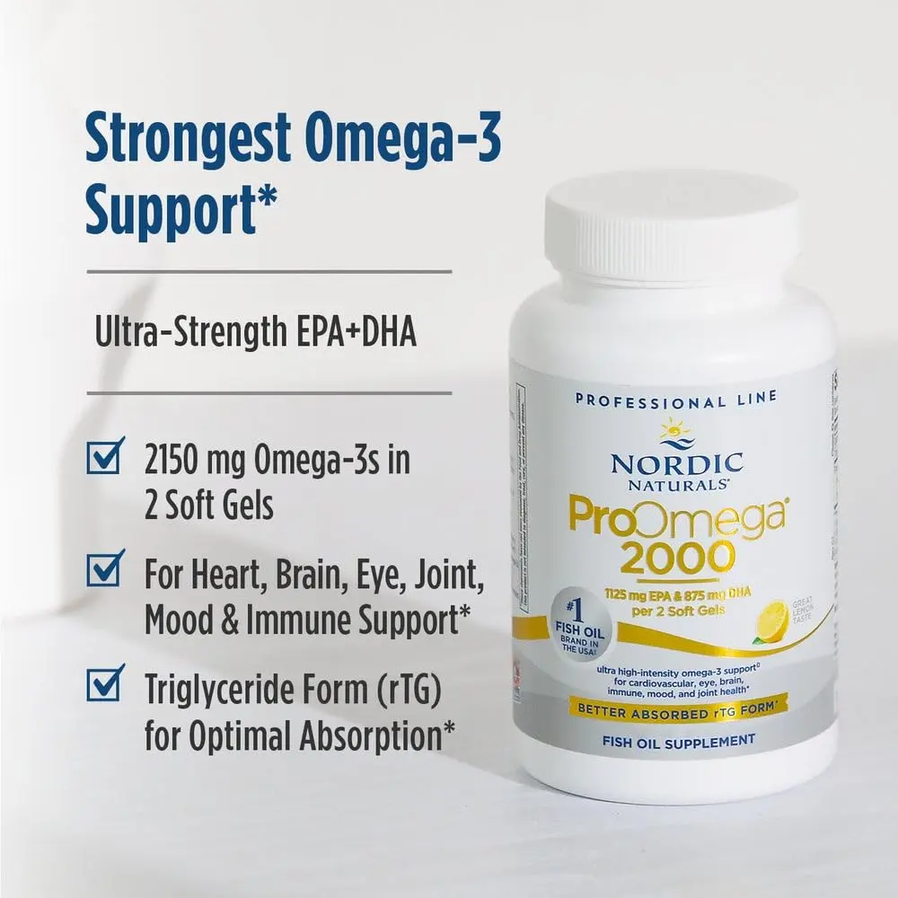 Nordic Naturals ProOmega 2000 Lemon Flavor | 2150 mg Omega-3 in 90 Soft Gels for Brain, Heart & Immune Support - view 2