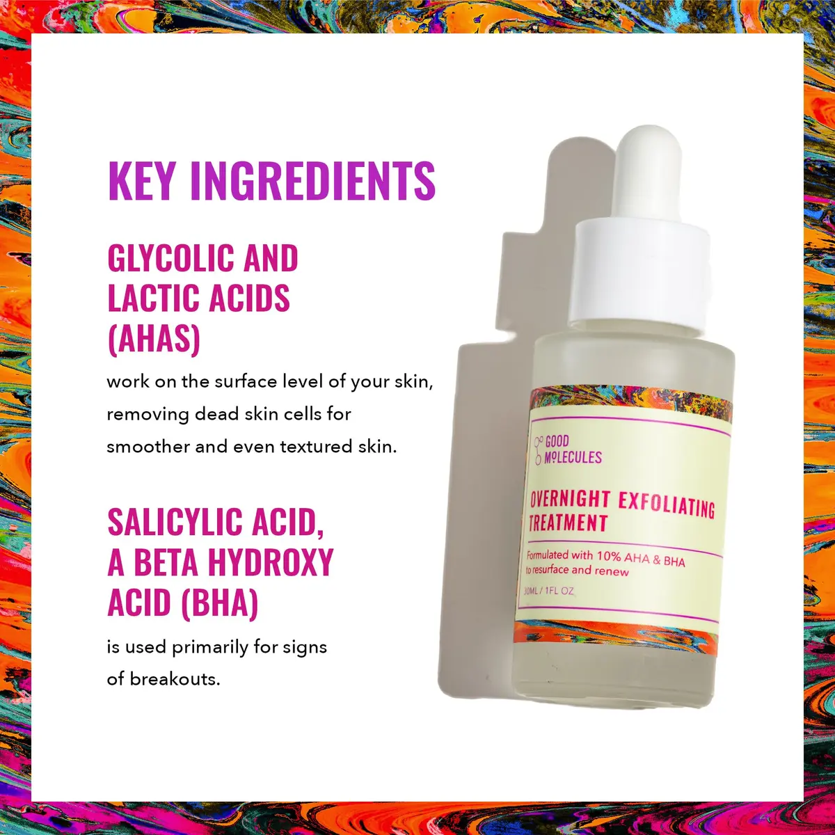 Good Molecules Overnight Exfoliating Treatment 120ml (4 Fl Oz) | AHA & BHA Face Exfoliator for Resurfacing - view 3