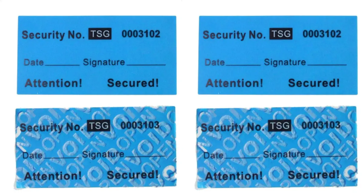 TamperSeals Group Blue Non-Transfer Tamper Evident Security Warranty Void Labels 200 Labels (1"x2" Each) - main product image