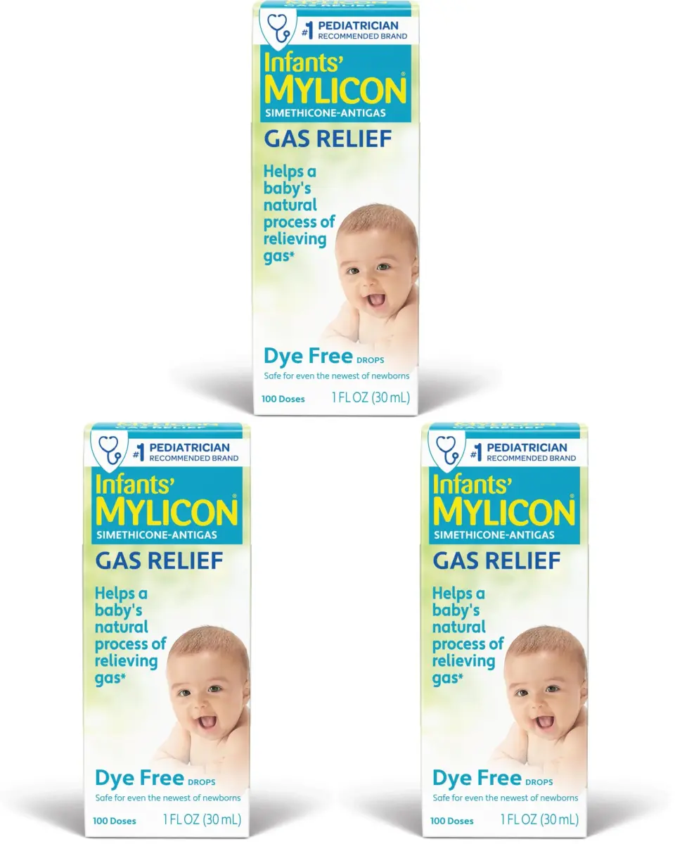 MYLICON Infants Gas Relief Drops for Babies, Dye Free Formula, 1 Fl Oz (Pack of 3) | Gentle Relief for Newborns - main product image