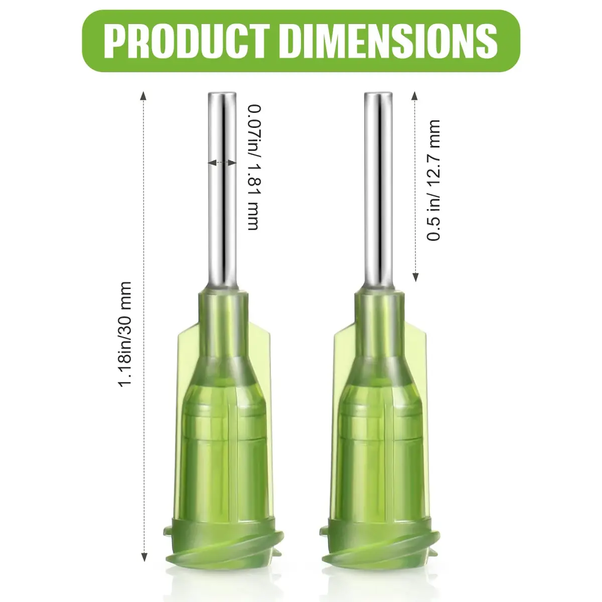 Honoson Blunt Tip Needles 1/2 Inch Luer Lock, Green, 150 Pcs | Industrial Dispensing for Adhesives & Crafts - view 2