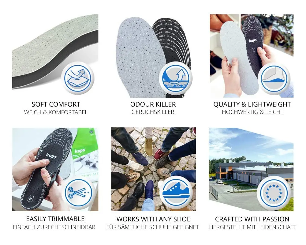 Kaps Odour Stop Shoe Insoles 12 Pairs (6 Pairs Per Pack x 2 Packs) | Charcoal Odour Control & Breathability - view 2