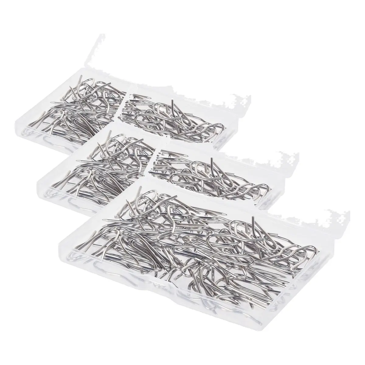 Nydotd 58 Pcs Curtain Hooks 3cm (1.2") | Rustproof Stainless Steel Nickel-Plated Offset Pin-On Hooks for Window, Door & Shower Curtains (Pack of 3) - main product image