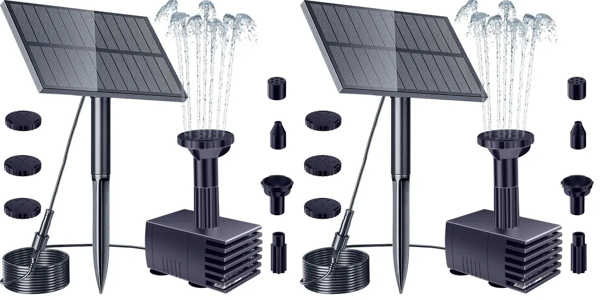 Biling Solar Water Pump Outdoor, Upgraded Solar Fountain Pump Kit with Stake, Solar Powered Water Pump for Bird Bath, Garden, Backyard, Pool, Fish Tank (Pack of 2) - main product image