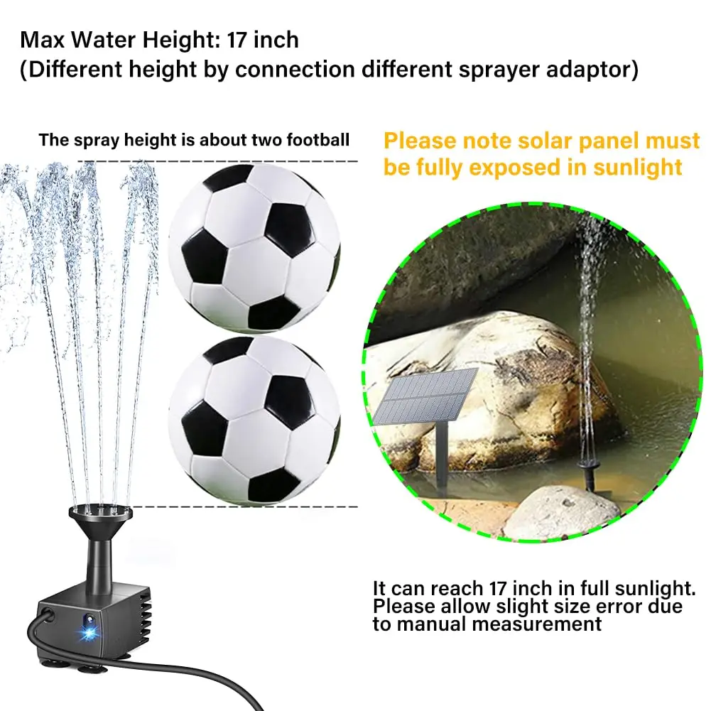 Biling Solar Water Pump Outdoor, Upgraded Solar Fountain Pump Kit with Stake, Solar Powered Water Pump for Bird Bath, Garden, Backyard, Pool, Fish Tank (Pack of 2) - view 6