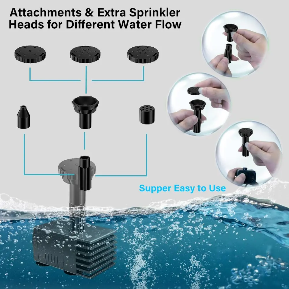 Biling Solar Water Pump Outdoor, Upgraded Solar Fountain Pump Kit with Stake, Solar Powered Water Pump for Bird Bath, Garden, Backyard, Pool, Fish Tank (Pack of 2) - view 8