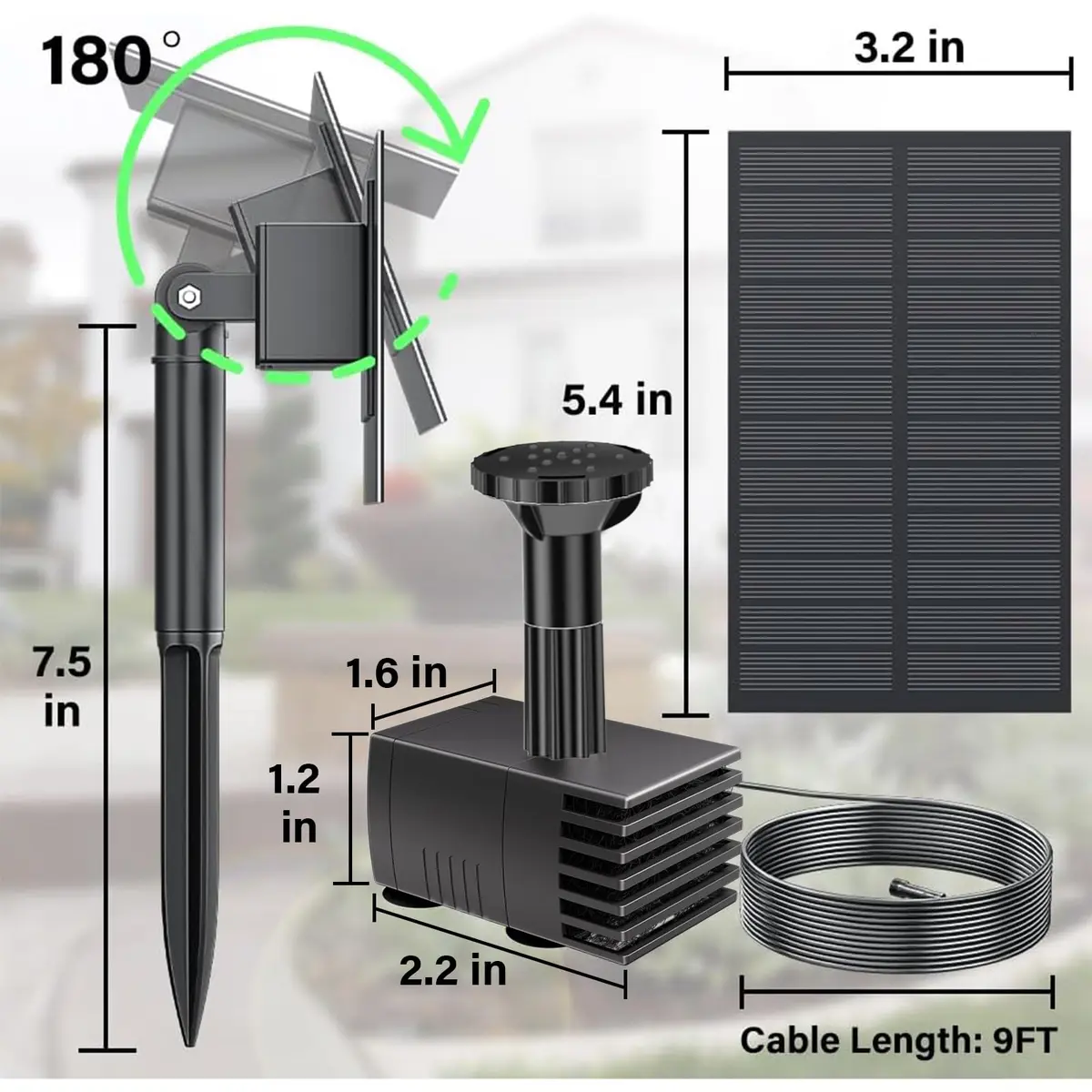 Biling Solar Water Pump Outdoor, Upgraded Solar Fountain Pump Kit with Stake, Solar Powered Water Pump for Bird Bath, Garden, Backyard, Pool, Fish Tank (Pack of 2) - view 2