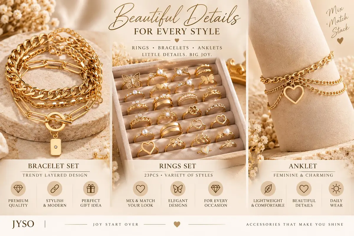 JYSO Mystery Jewelry Jar Bundle 45+ Pieces | Gold Jewelry Set for Women, Rings, Necklaces, Bracelets, Anklets, Waist Chains, Chokers - view 4
