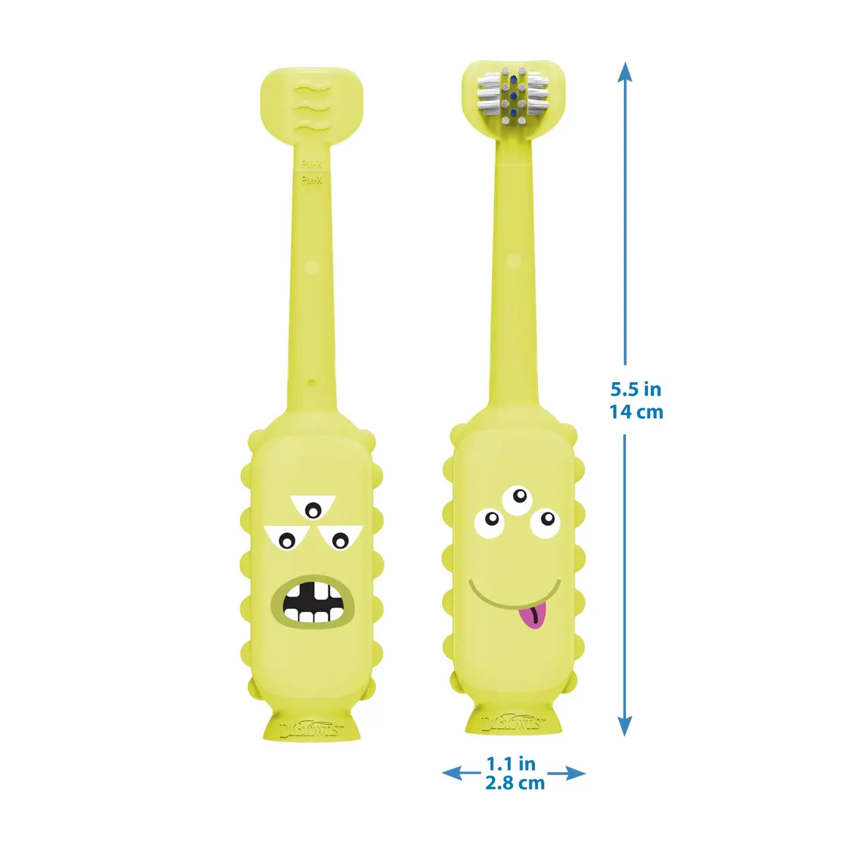 Dr. Brown's ToothScrubber Toddler Toothbrush, Triple-Sided Training Brush with Suction Cup, Green Monster, Ages 1-4, 1 Count (Pack of 12) | Baby Oral Care - view 9