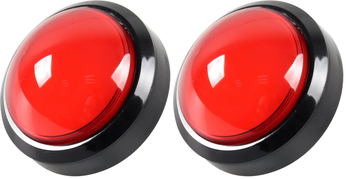 EG STARTS 100mm Big Dome LED Arcade Buttons (Pack of 2) | Red, DC 12V, Illuminated Push Button for DIY Games - main product image