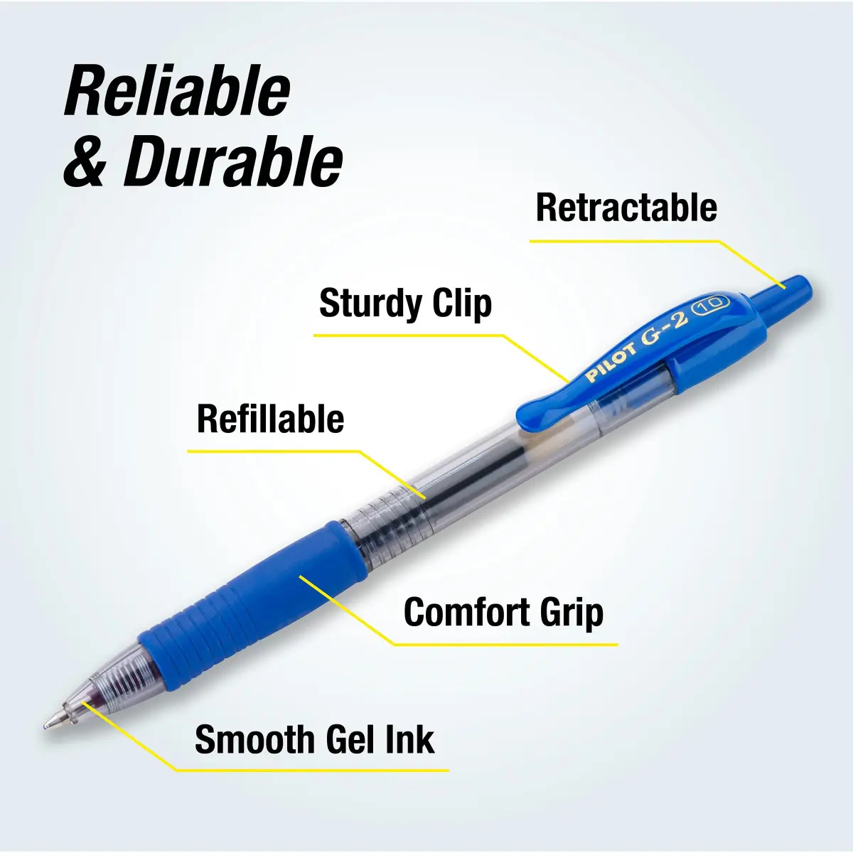 PILOT G2 Premium Gel Roller Pens, Blue Ink Bold Point 1.0mm (12-Pack) | Longest Writing Gel Ink Pen - view 3