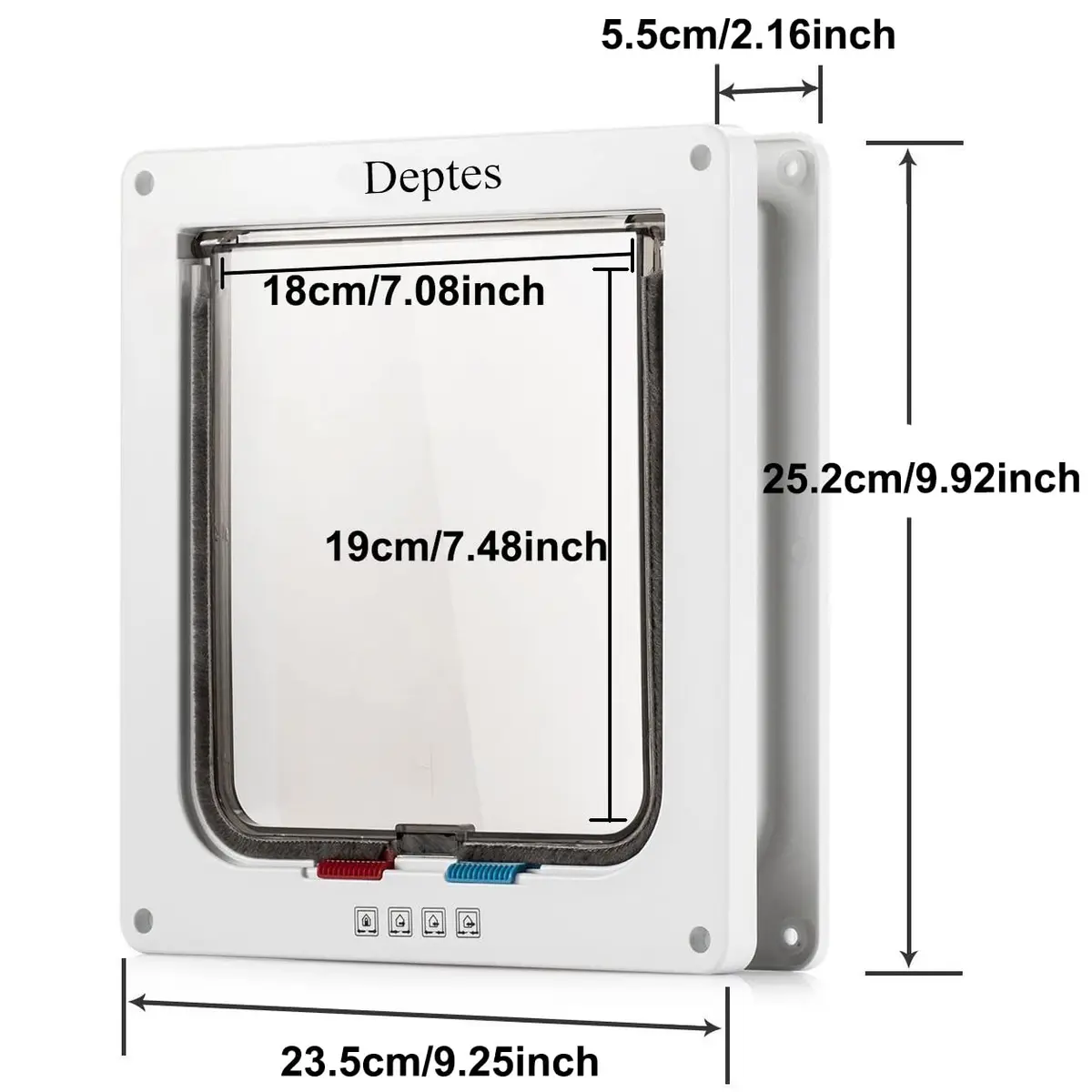 Depets Large Cat Door (Outer 9.9"x9.2") 4-Way Locking Pet Flap for Interior Exterior Doors, Weatherproof (Pack of 2) - view 3