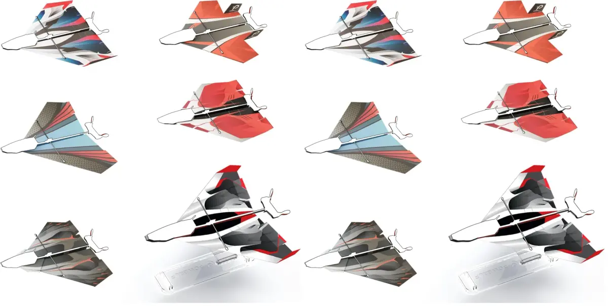 POWERUP Paper Airplane Templates (Pack of 2) | 12 Designs with Waterproof & Tear-Proof DuPont Tyvek Sheets | Includes Display Stand - main product image