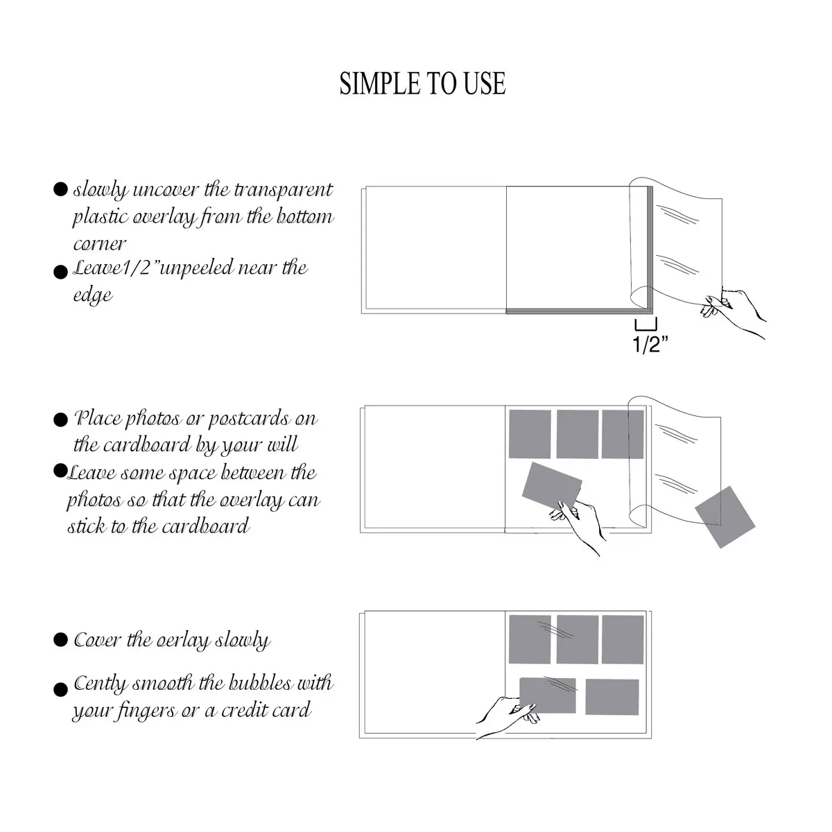 Zoview Self-Adhesive Photo Album Pack of 2 | Holds 3x5 to 8x10 Photos, Black Leather Cover - view 4