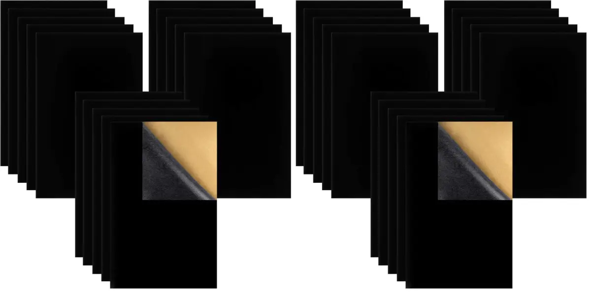 Thyores Black Felt Sheets 30cm x 21cm (A4 Size, 2-Pack) | Self-Adhesive Velvet Fabric for Crafts & Drawers - main product image