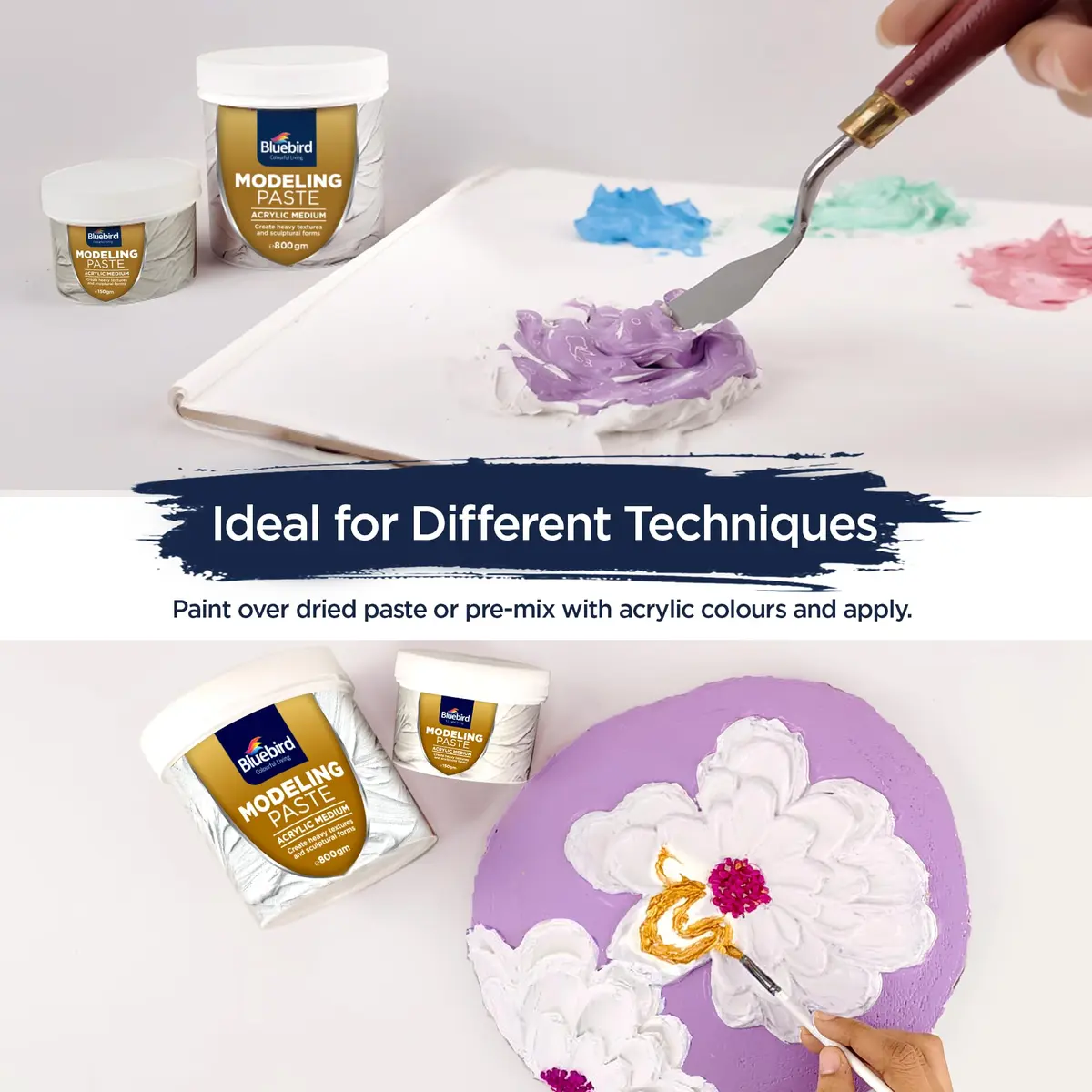 Bluebird Thick Modeling Paste White 2.4 kg (7.2 lb) | High Density Acrylic Medium for Texture & Dimension - view 3