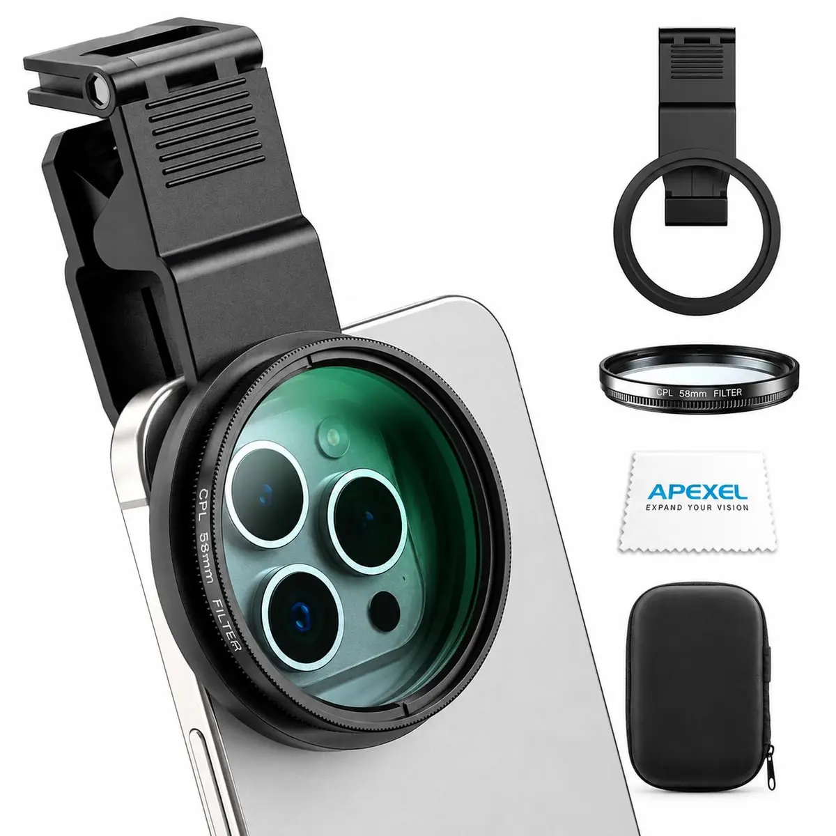 APEXEL 58mm CPL Filter for iPhone & DSLR | HD Circular Polarizer for Mobile & Camera - main product image