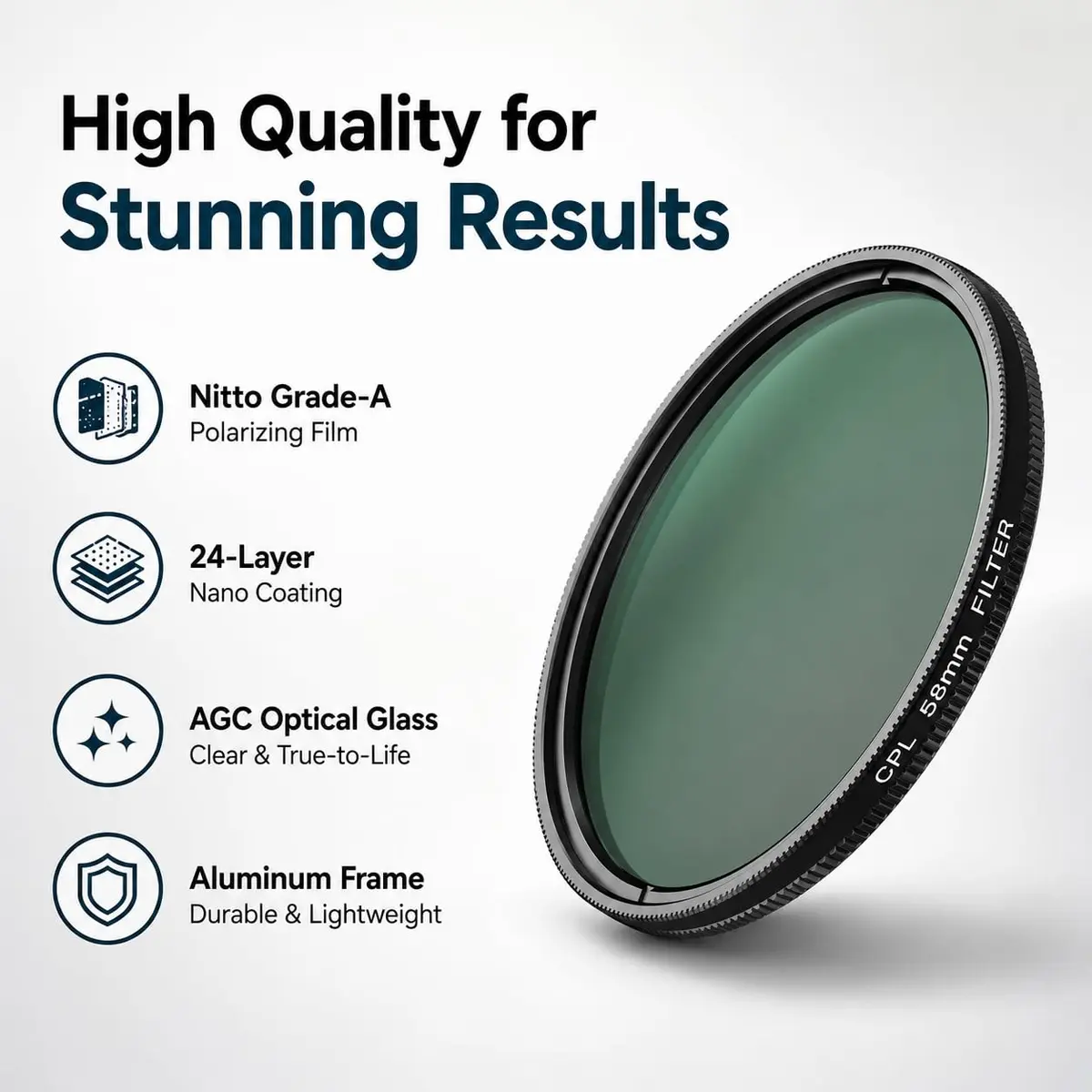 APEXEL 58mm CPL Filter for iPhone & DSLR | HD Circular Polarizer for Mobile & Camera - view 6