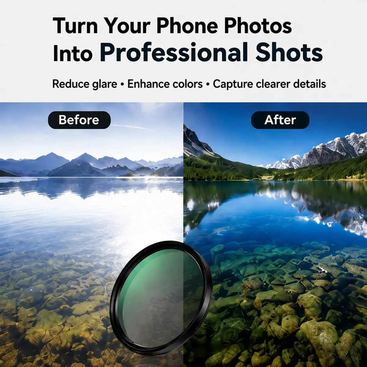APEXEL 58mm CPL Filter for iPhone & DSLR | HD Circular Polarizer for Mobile & Camera - view 2