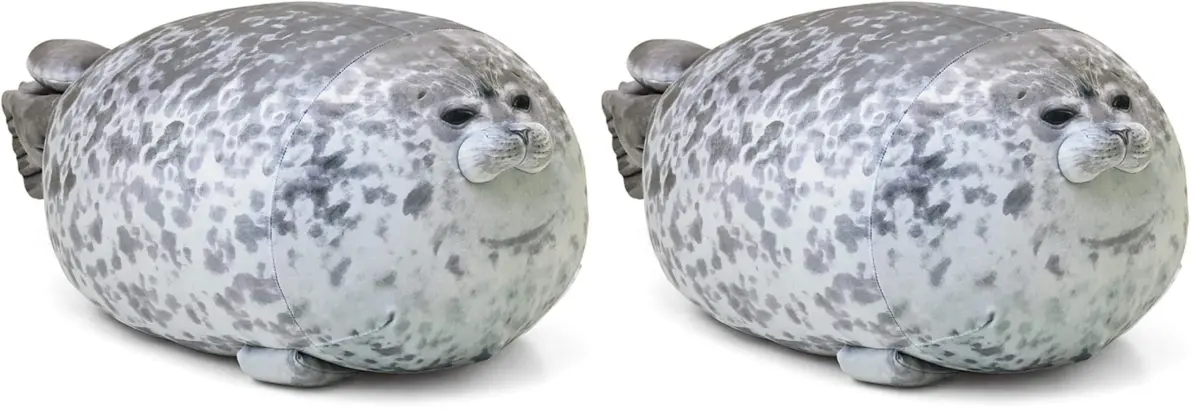 MerryXD Chubby Blob Seal Pillow, Stuffed Cotton Plush Animal Toy, 33 cm (13 in) (Pack of 2) | BPA-Free, ASTM-Tested - main product image