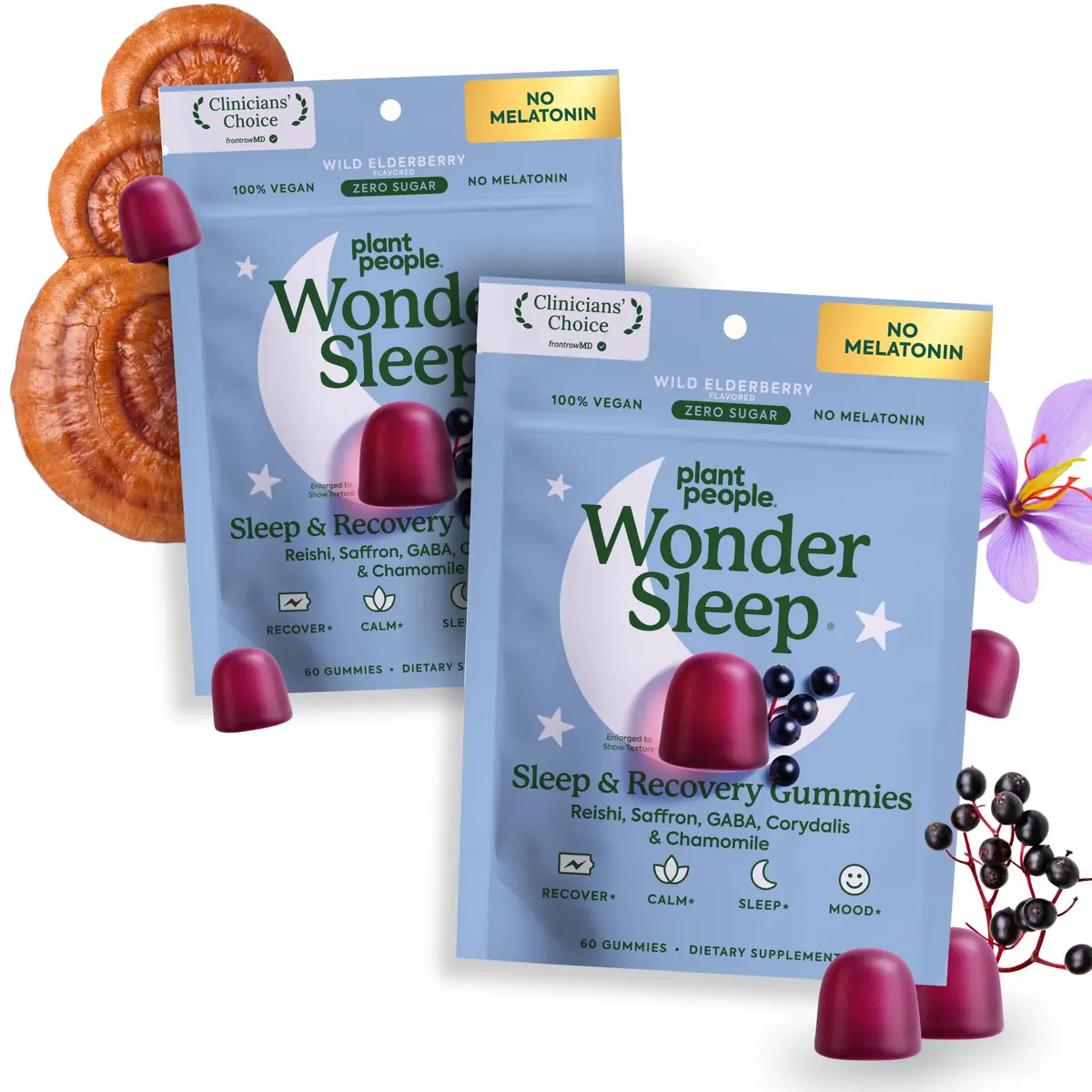Plant People WonderSleep - 2 Pack | Melatonin-Free Mushroom & Herbal Gummies for Rest - main product image