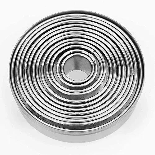 Bukuwa 12-Piece Round Cookie Cutter Set with Tin Box | Graduated Circle Pastry Cutters 2.6cm - 11.3cm - view 2