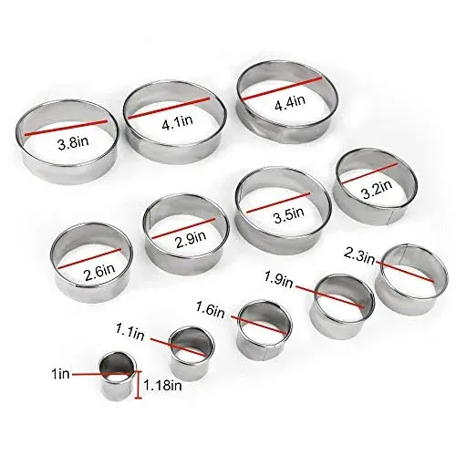 Bukuwa 12-Piece Round Cookie Cutter Set with Tin Box | Graduated Circle Pastry Cutters 2.6cm - 11.3cm - view 3