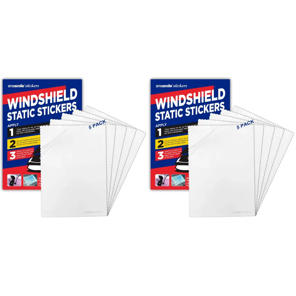 SMASMILE Static Cling Windshield Sticker Applicator 10 Pack 5"x7" | Reusable & Residue-Free - main product image