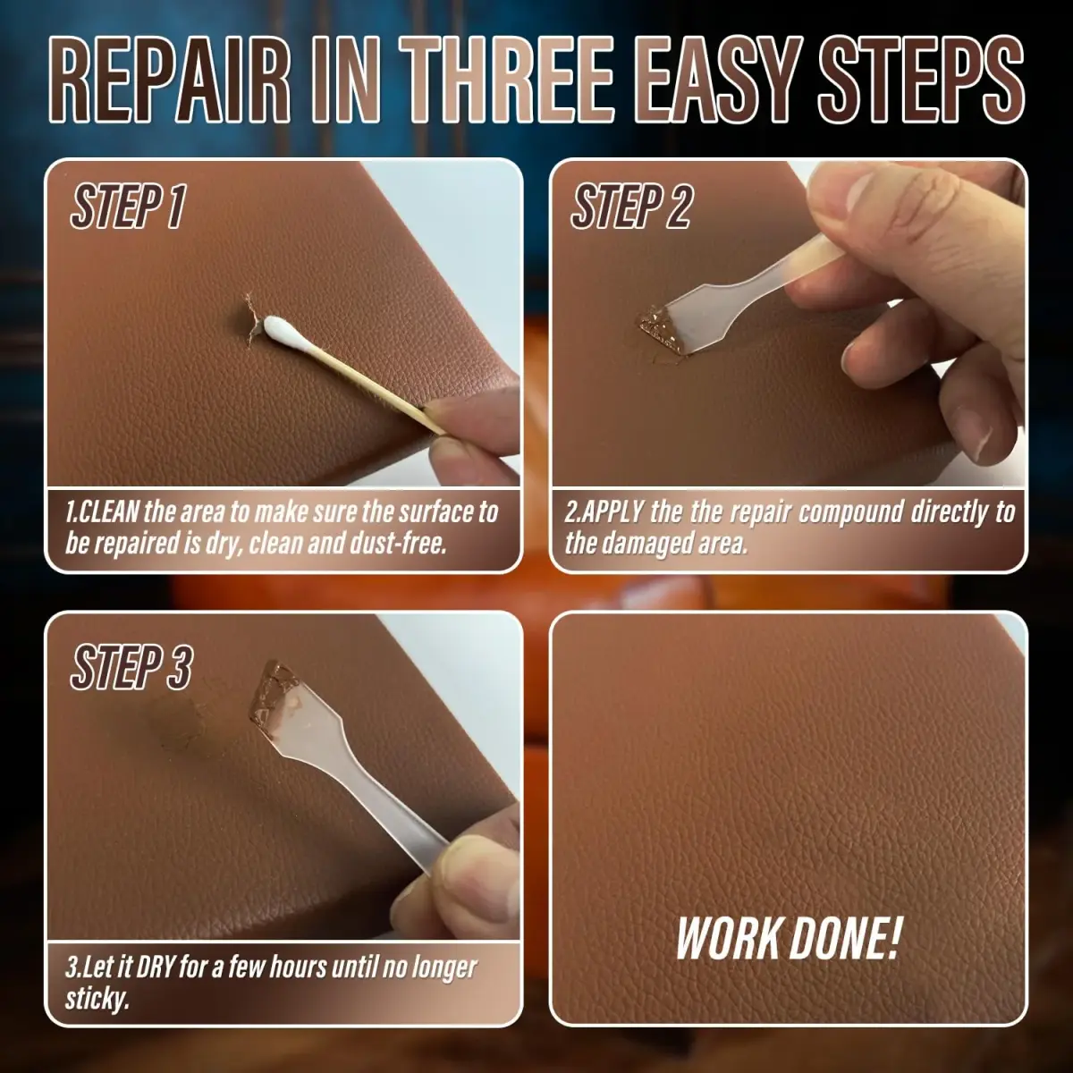 ARCSSAI ARCSSAL Leather Repair Kit for Furniture, Sofa, Jacket, Car Seats & Purse | 10 Colors, Pack of 2 - view 4