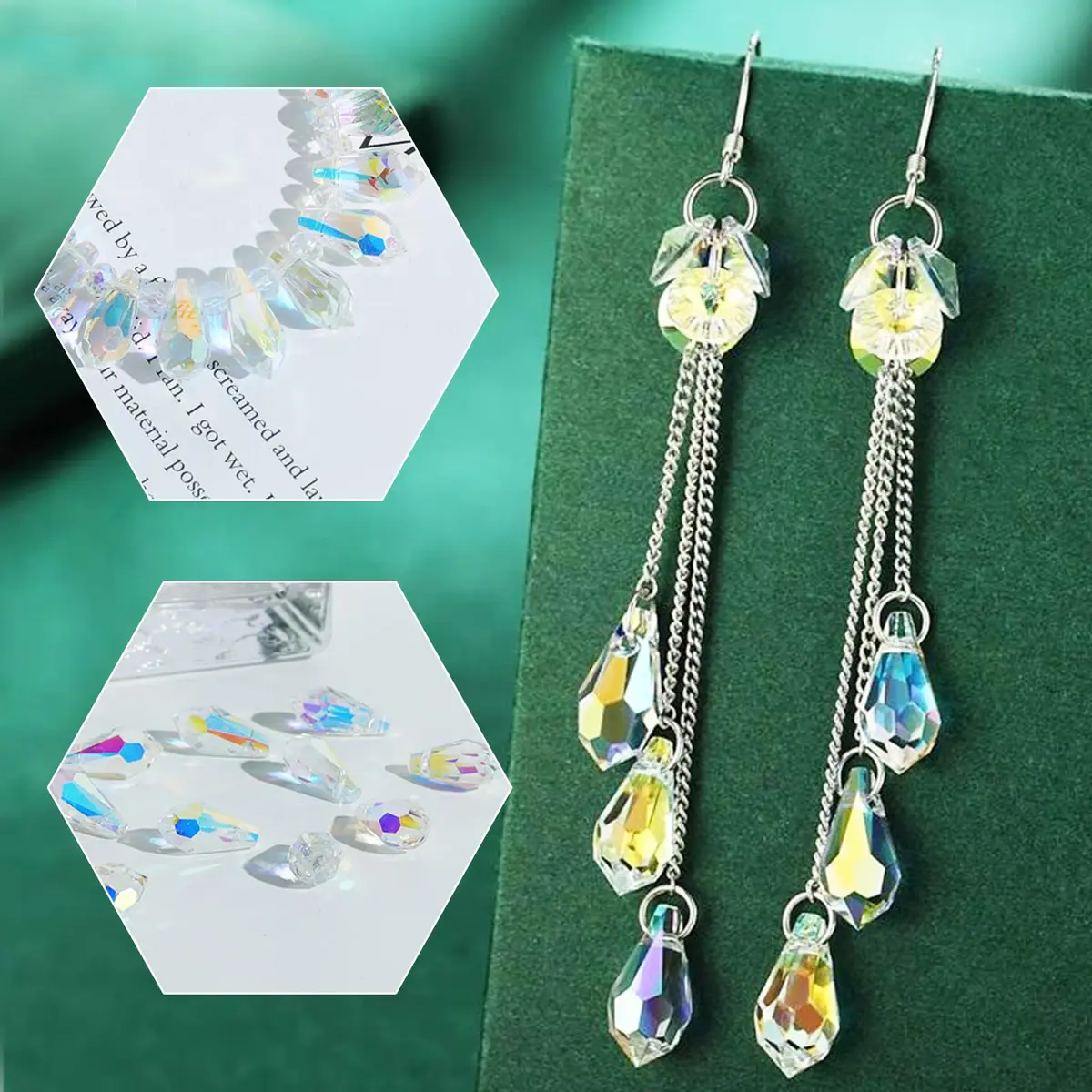 LONGWIN AB Teardrop Crystal Beads 7x14mm (144pcs Total) | Glass Beads for Jewelry Making, Earrings, Necklaces, Bracelets - view 9