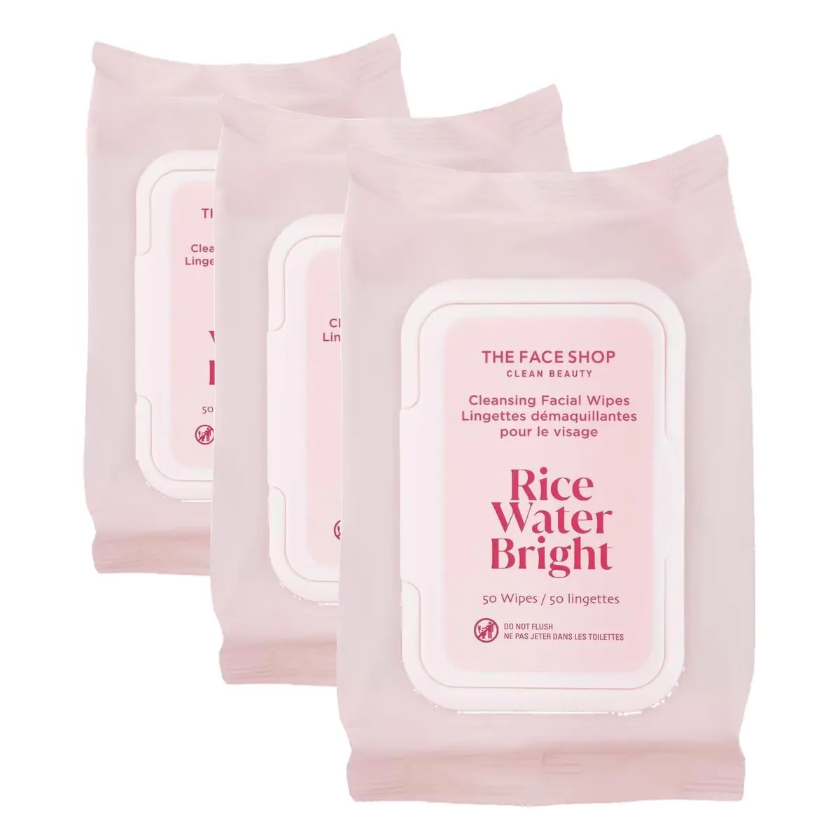 The Face Shop Rice Water Bright Makeup Remover Wipes 50 Count | Gentle, Hydrating, Korean Skincare - main product image