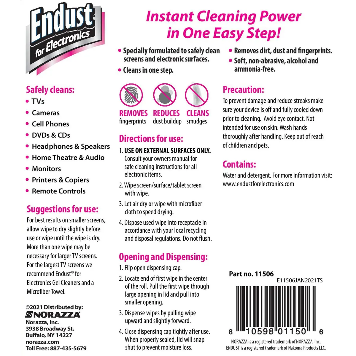 Norazza Endust For Electronics Wipes 70 Count | Alcohol & Ammonia Free Screen & Electronics Cleaner - view 6
