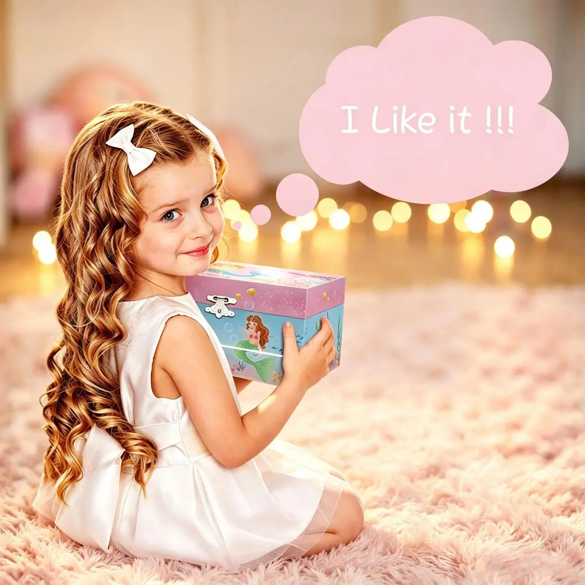 RR ROUND RICH DESIGN Kids Musical Jewelry Box for Girls Light Blue | Mermaid Princess Melody - view 6