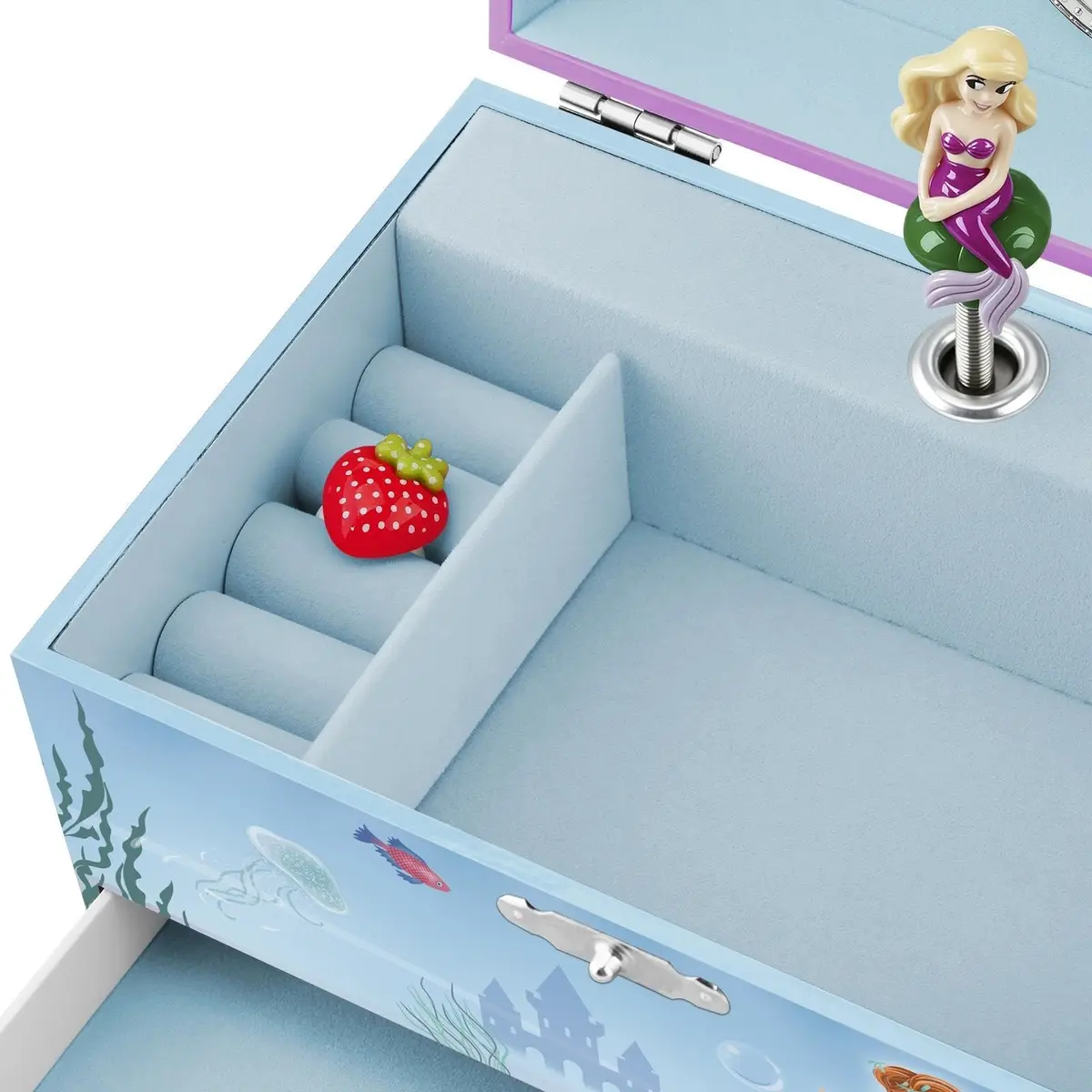 RR ROUND RICH DESIGN Kids Musical Jewelry Box for Girls Light Blue | Mermaid Princess Melody - view 3
