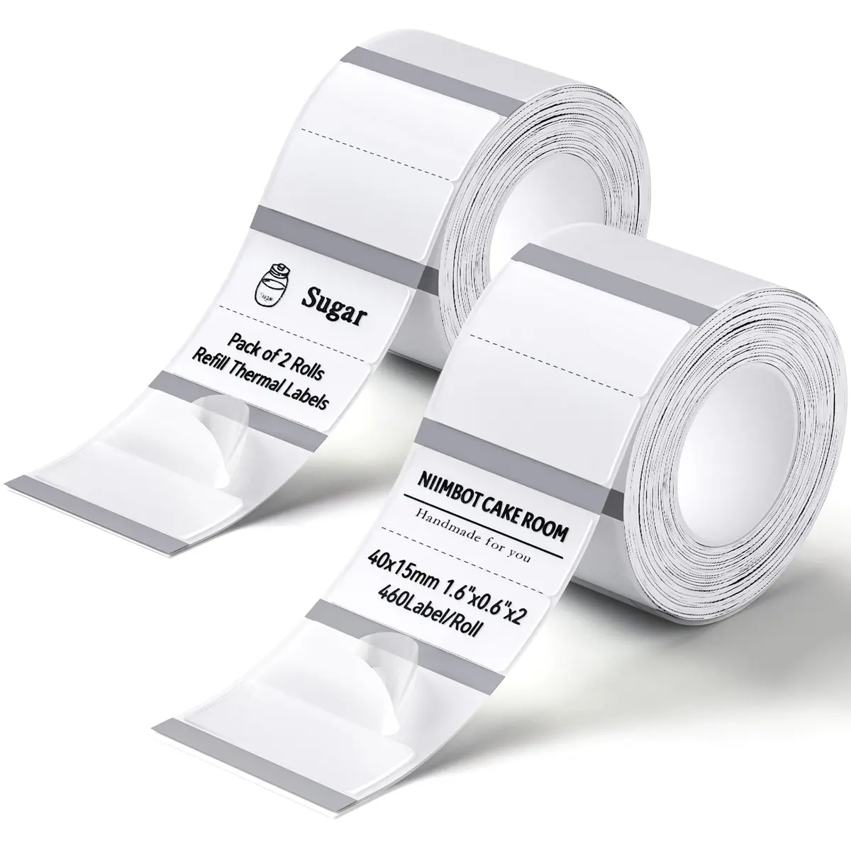 NIIMBOT 2 Roll Set Clear Label, 2 Rows 0.6" x 1.6" (15x40mm) | Waterproof, Tearproof, for Home & Business - main product image