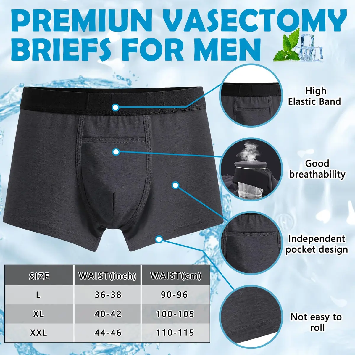 Janmercy Vasectomy Underwear Men Briefs XXL | Support & Recovery Aid - view 3