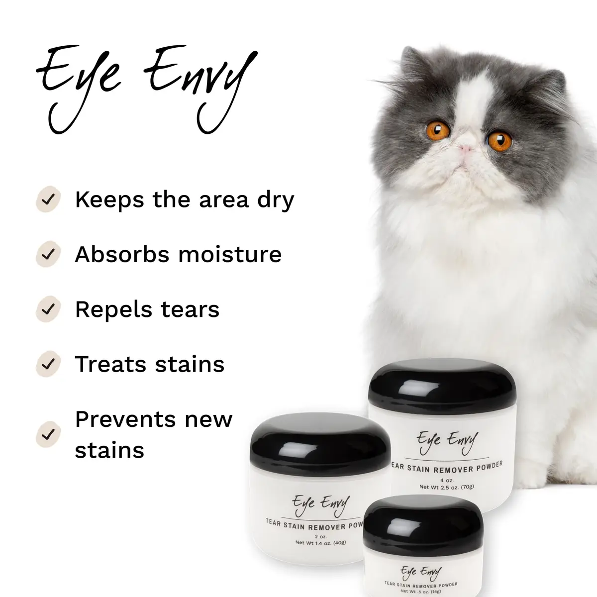 Eye Envy Tear Stain Remover Powder for Dogs and Cats 1 oz (2-Pack) | Natural, Safe Formula for Dry Eyes - view 2