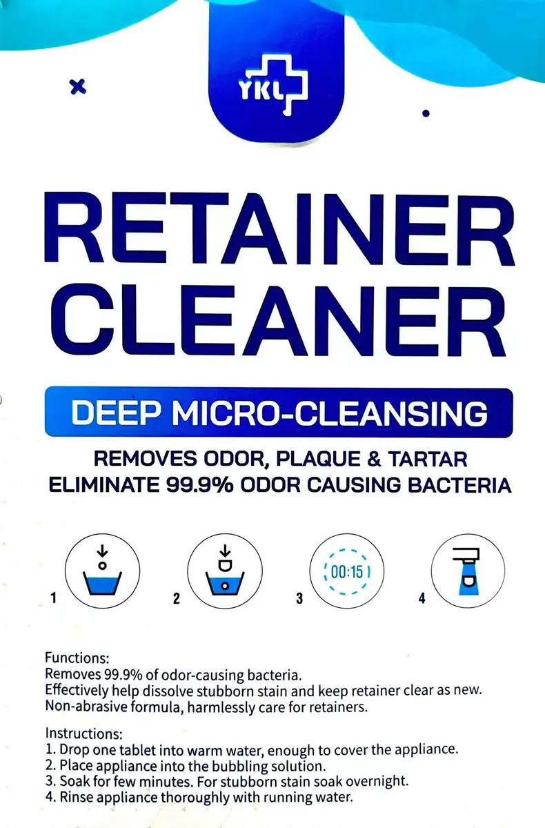 YKL Retainer & Denture Cleaner Tablets Mint - 240 Tablets (120 pcs x 2 Packs) | Deep Clean & Odor Removal for Aligners, Mouth Guards, False Teeth - view 8