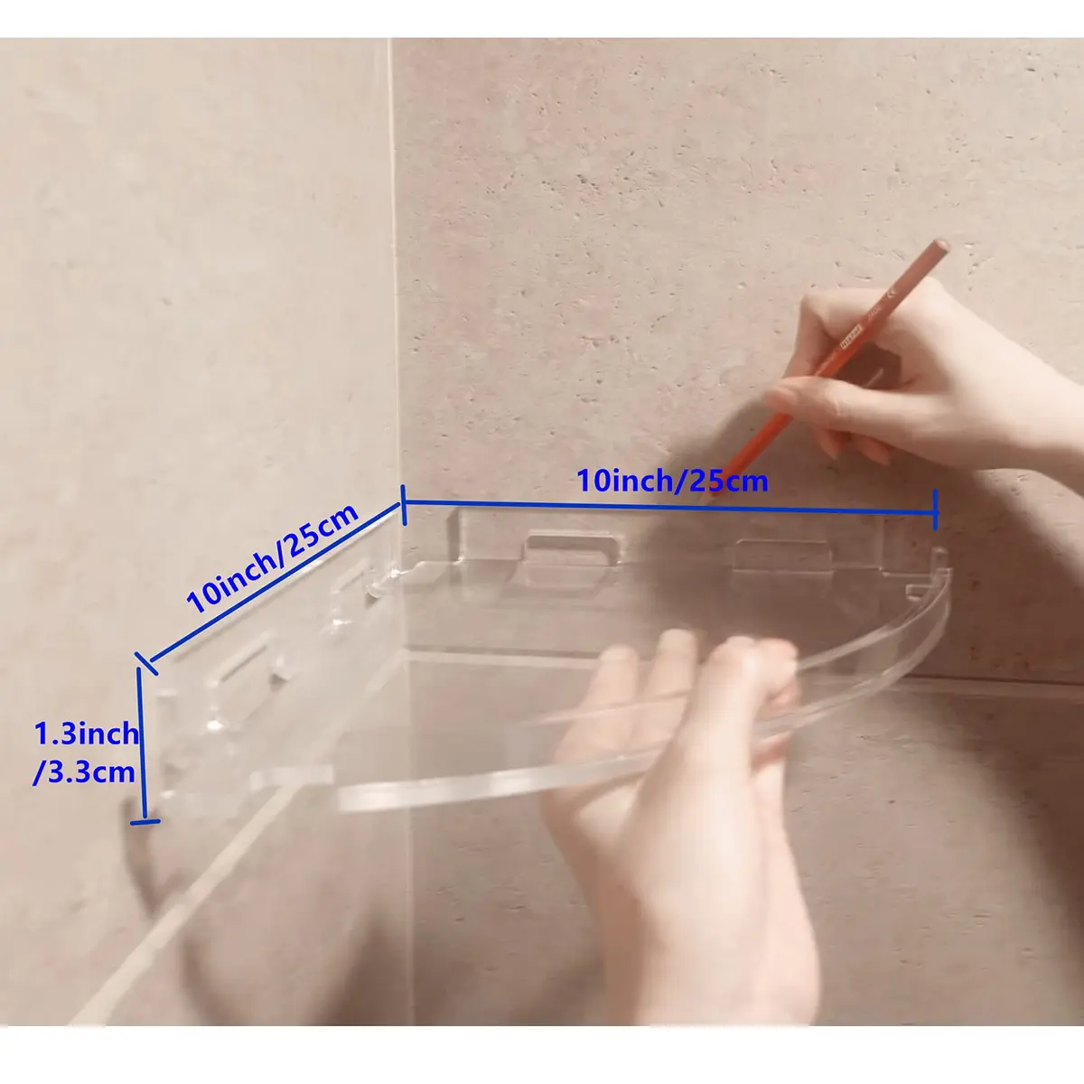 JiePai Acrylic Corner Shower Caddy Shelf with Hooks 4 Pack | Space-Saving Bathroom Organizer - view 8