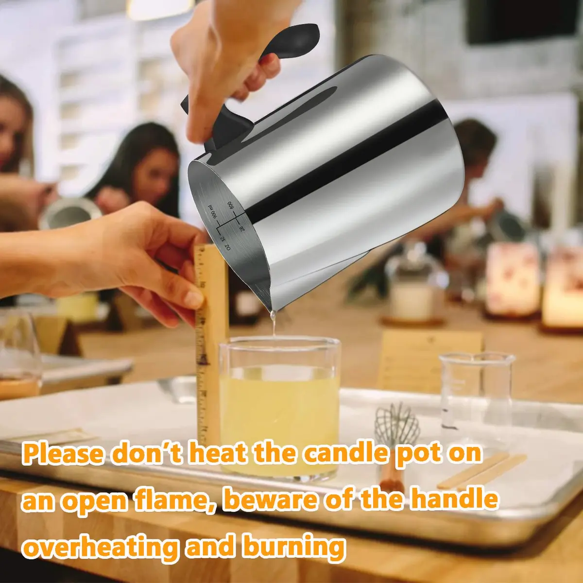 BBAXI 32oz (900ml) Stainless Steel Candle Making Pouring Pot with Heat-Resistant Handle & Dripless Spout — Pack of 2 | Ideal for DIY Candle Making - view 5