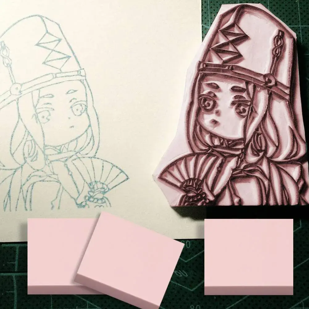 XoreArt Pink Rubber Carving Blocks 2"x2" (16-Pack) | Soft Rubber Crafts for Stamp Making - view 4