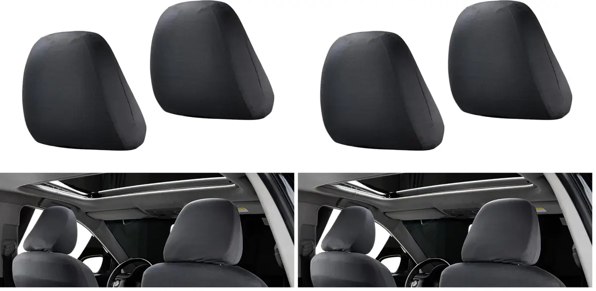 Crynod Black Knitted Stretch Headrest Covers (2 PCS, 23cm x 27cm) | Universal Fit for Cars & SUVs - main product image
