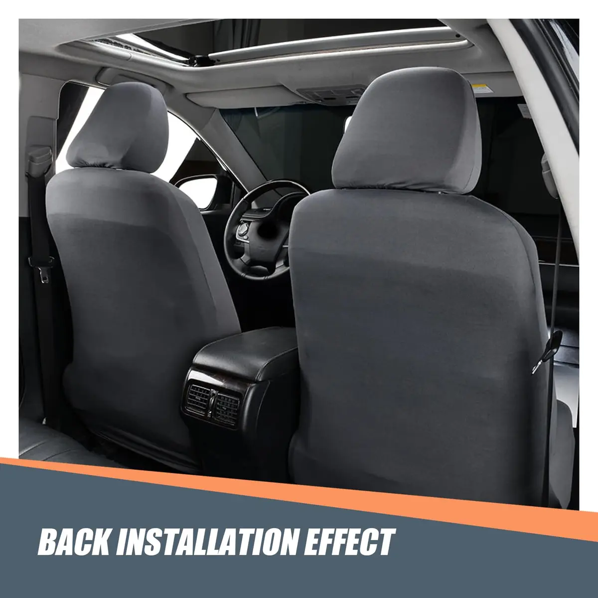 Crynod Black Knitted Stretch Headrest Covers (2 PCS, 23cm x 27cm) | Universal Fit for Cars & SUVs - view 5