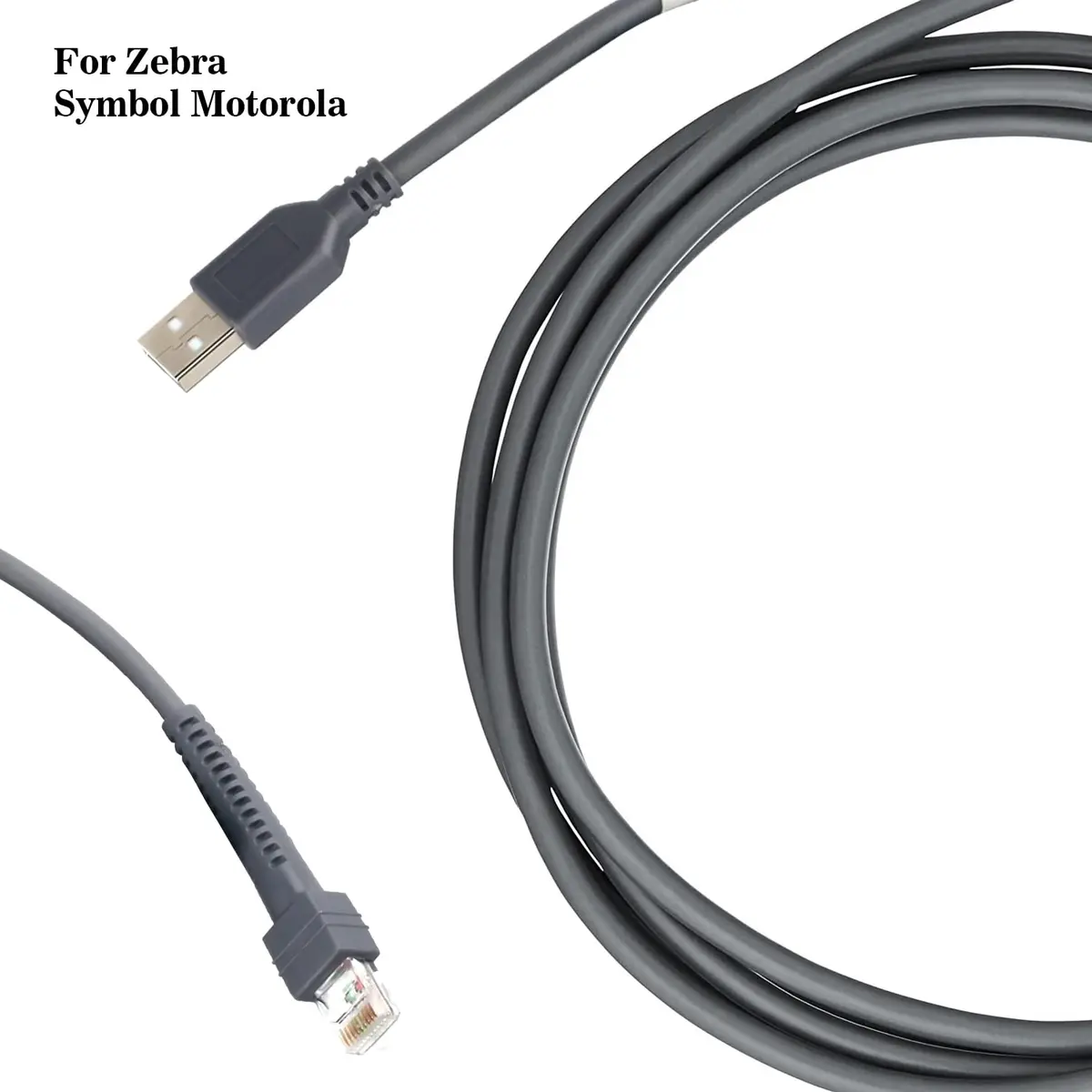Sumicor USB Barcode Scanner Cable for Zebra & Motorola LS2208 LS3008 LS9208 (2m/6.56ft) Pack of 2 - view 2