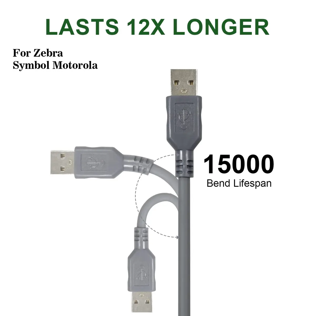 Sumicor USB Barcode Scanner Cable for Zebra & Motorola LS2208 LS3008 LS9208 (2m/6.56ft) Pack of 2 - view 3