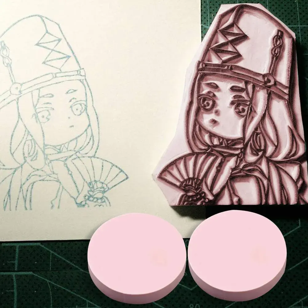 XoreArt Pink Rubber Carving Blocks 2"x2" x 0.39" (16 Blocks Total) | Soft & Easy to Carve for Stamps - view 3