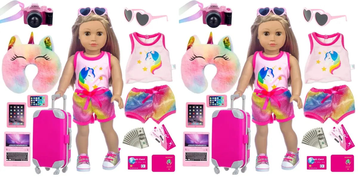XFEYUE 18 Inch Doll Travel Gear Play Set with 23 Pcs Accessories (Pack of 2) | Non-Toxic Plastic - main product image