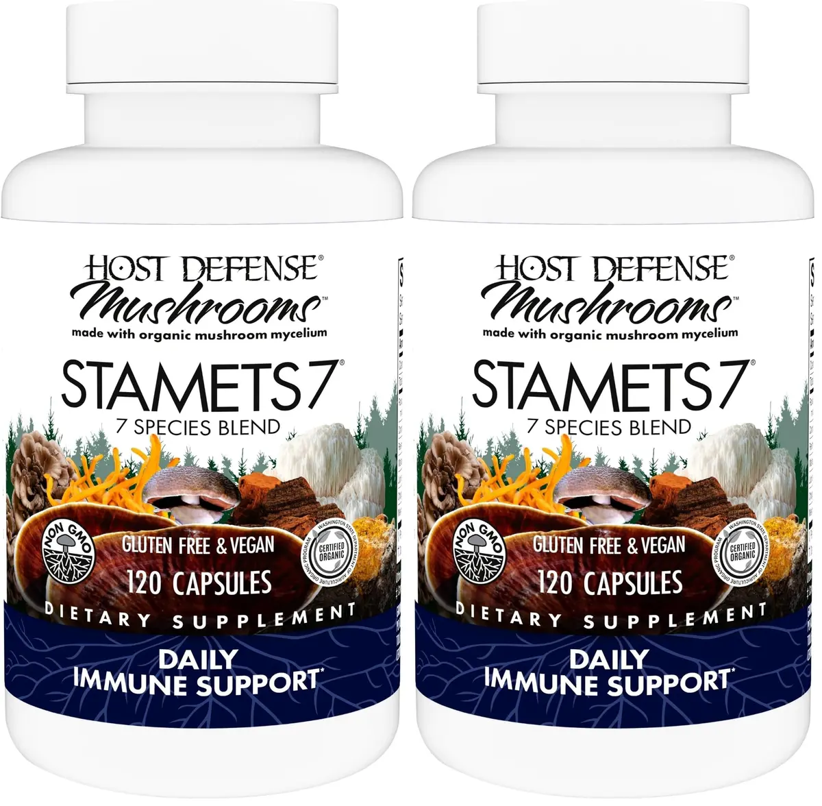 Host Defense Stamets 7-7 Species Blend Mushroom Supplement 240 Capsules (Pack of 2) | Immune Support with Royal Sun Blazei, Cordyceps, Reishi, Maitake, Lion's Mane, Chaga & Mesima - main product image