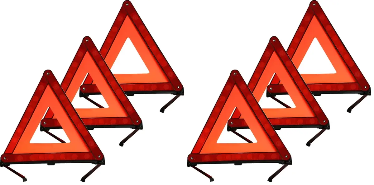 KAFEEK Reflective Warning Triangles for Vehicles, 6-Pack | Emergency Roadside Safety Kits - main product image